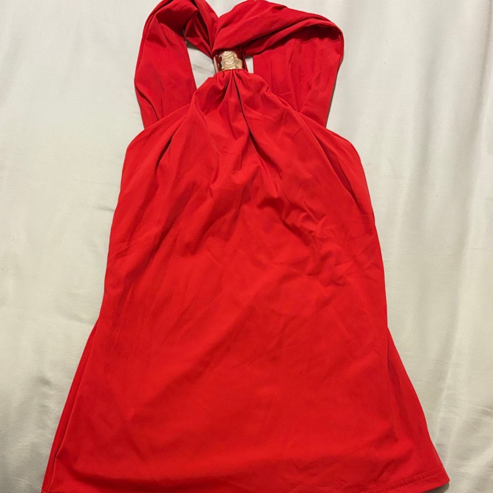 Vibrant Red Halter Dress